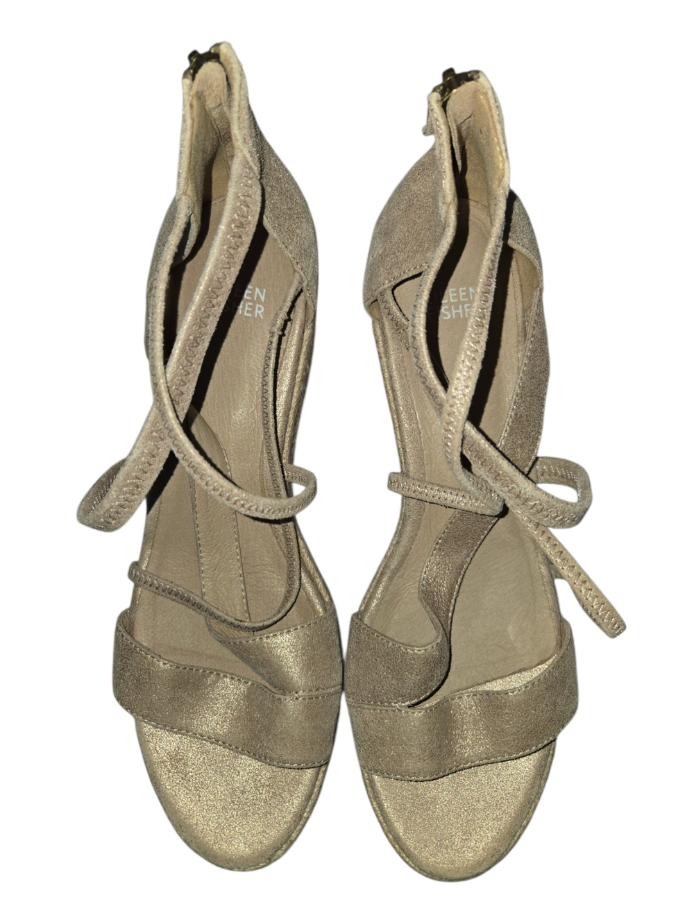 Eileen Fisher Wanda Metallic Suede Espadrille Wedge Sandals - Picture 4 of 15